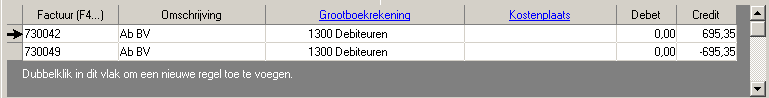 De tegenboeking bij dagboek Memoriaal.