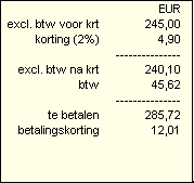 Ordertotalen in het ordervenster